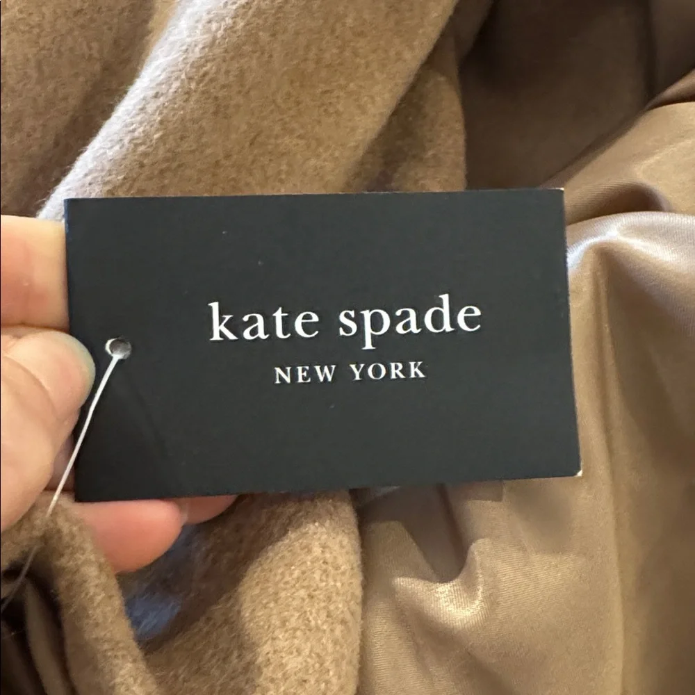 NWT - Kate Spade New York High Neck Wool Blend Coat in Camel - Size XL